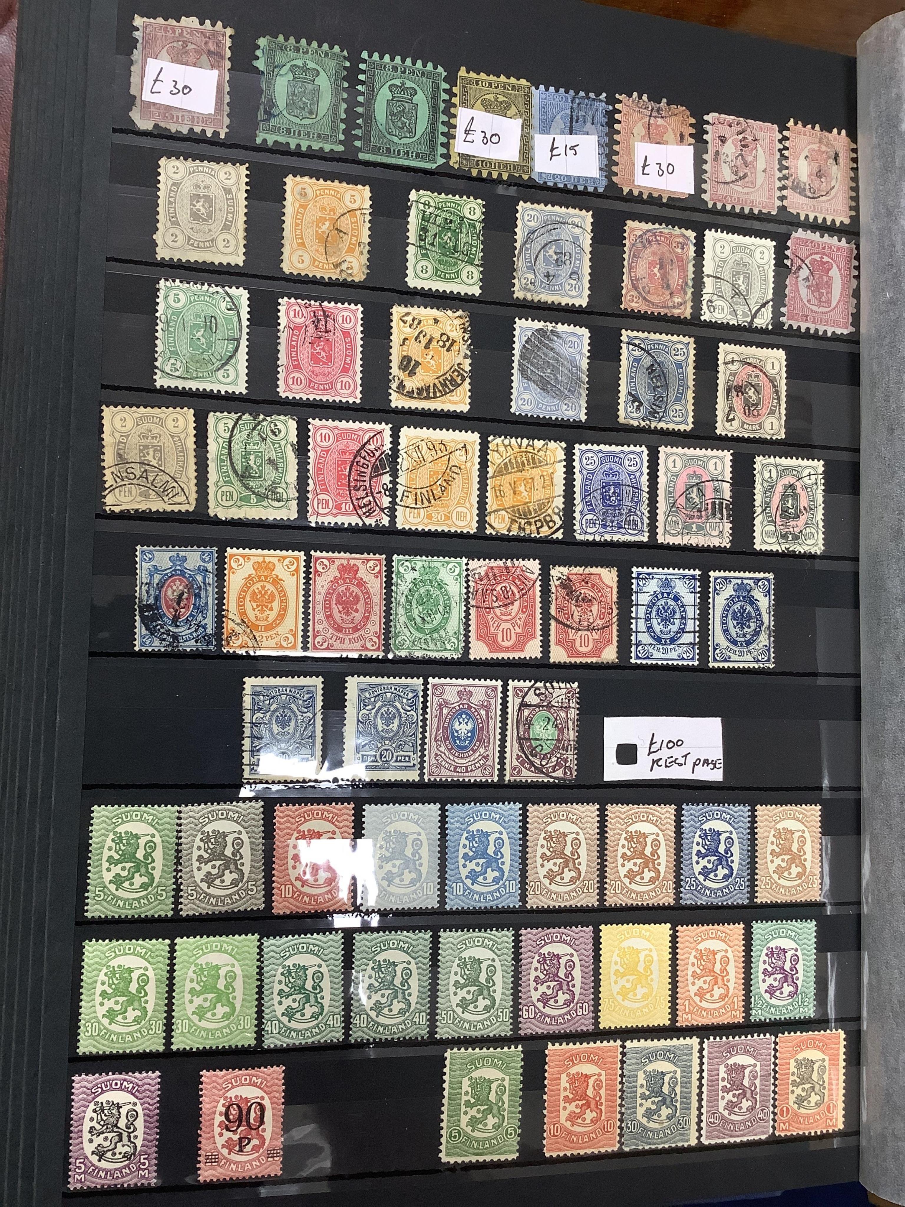 Two albums of Scandinavian stamps including Denmark, Greenland, Finland, Iceland, Norway, Sweden